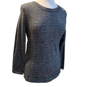 H&M Sweater Long Sleeve Gray & Black Cotton/Polyester Scoop-neck size Small